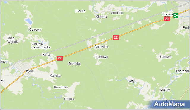 mapa Kurkowo gmina Czersk, Kurkowo gmina Czersk na mapie Targeo