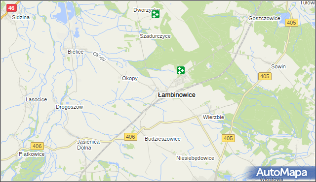 mapa Łambinowice, Łambinowice na mapie Targeo