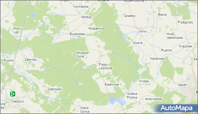 mapa Lasocin gmina Łopuszno, Lasocin gmina Łopuszno na mapie Targeo
