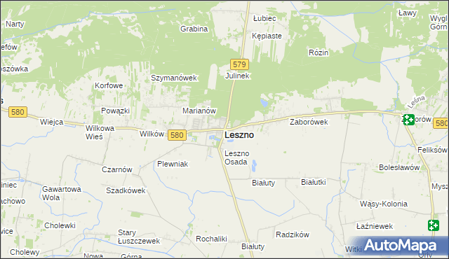 mapa Leszno powiat warszawski zachodni, Leszno powiat warszawski zachodni na mapie Targeo