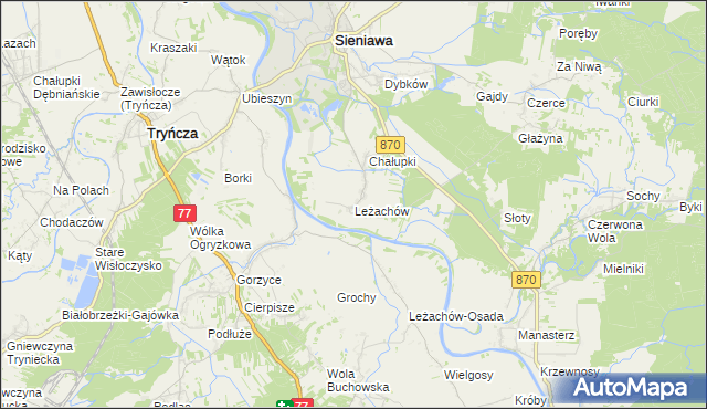 mapa Leżachów, Leżachów na mapie Targeo