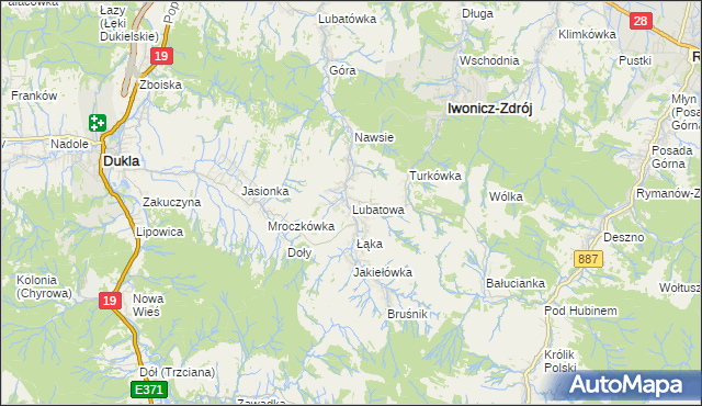 mapa Lubatowa, Lubatowa na mapie Targeo
