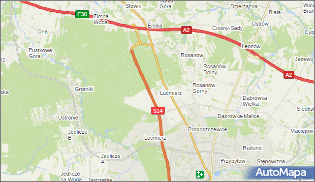 mapa Lućmierz-Ośrodek, Lućmierz-Ośrodek na mapie Targeo