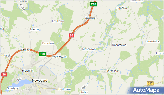 mapa Maszkowo gmina Nowogard, Maszkowo gmina Nowogard na mapie Targeo