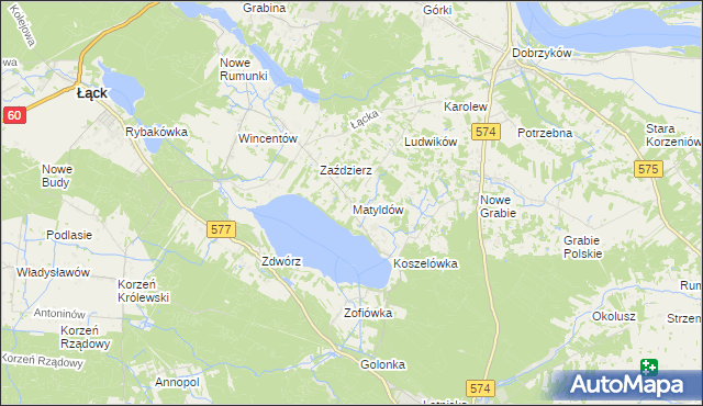 mapa Matyldów gmina Łąck, Matyldów gmina Łąck na mapie Targeo