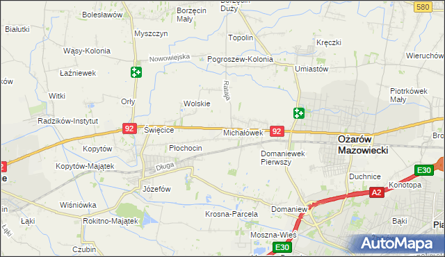 mapa Michałówek gmina Ożarów Mazowiecki, Michałówek gmina Ożarów Mazowiecki na mapie Targeo