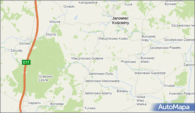 mapa Miecznikowo-Sowy, Miecznikowo-Sowy na mapie Targeo