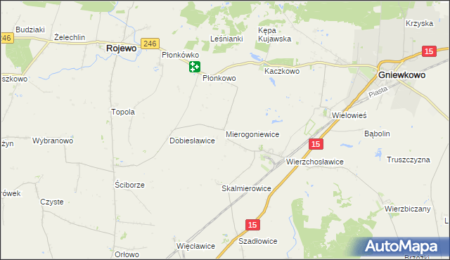 mapa Mierogoniewice, Mierogoniewice na mapie Targeo