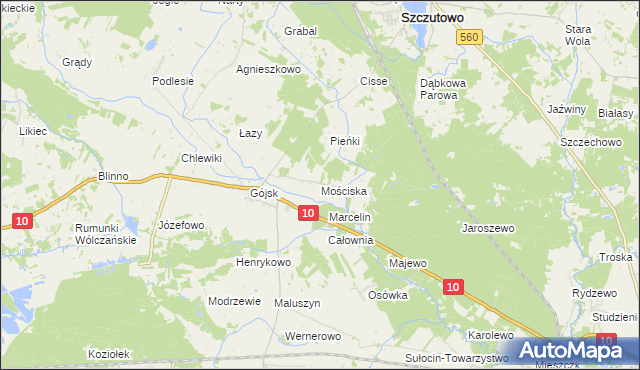 mapa Mościska gmina Szczutowo, Mościska gmina Szczutowo na mapie Targeo