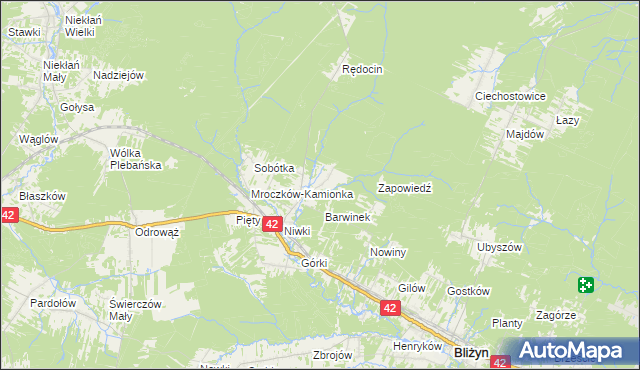 mapa Mroczków-Kapturów, Mroczków-Kapturów na mapie Targeo