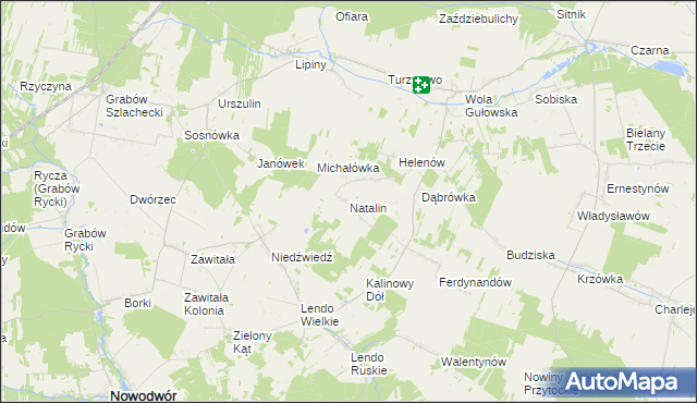 mapa Natalin gmina Adamów, Natalin gmina Adamów na mapie Targeo