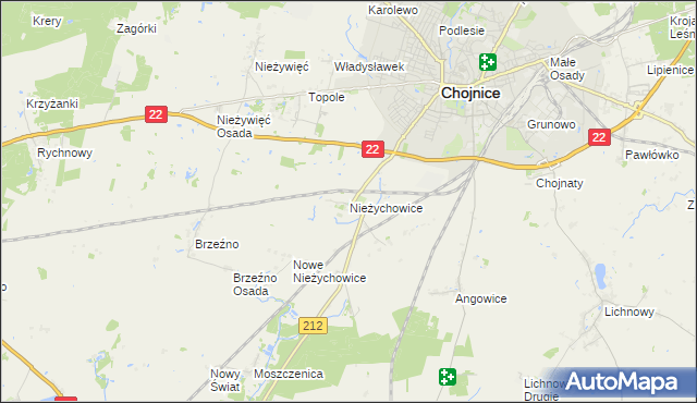 mapa Nieżychowice, Nieżychowice na mapie Targeo