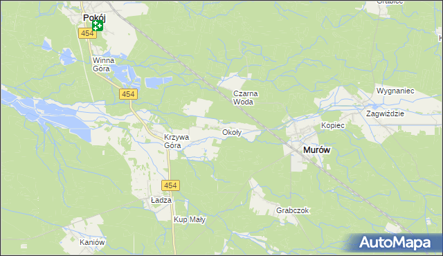 mapa Okoły gmina Murów, Okoły gmina Murów na mapie Targeo