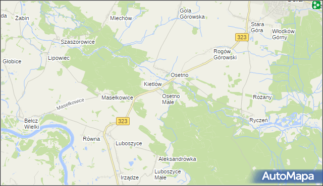 mapa Osetno Małe, Osetno Małe na mapie Targeo