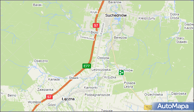 mapa Ostojów, Ostojów na mapie Targeo