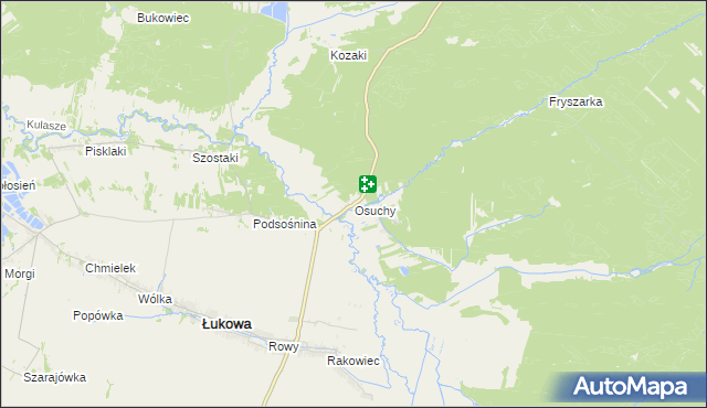 mapa Osuchy gmina Łukowa, Osuchy gmina Łukowa na mapie Targeo