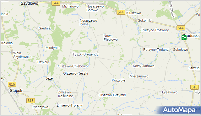 mapa Piegłowo-Kolonia, Piegłowo-Kolonia na mapie Targeo