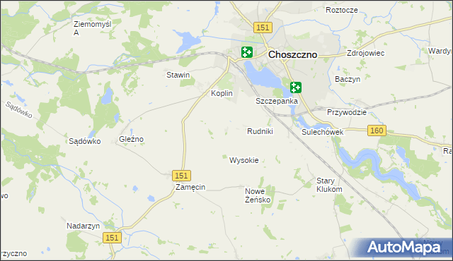 mapa Płoki gmina Choszczno, Płoki gmina Choszczno na mapie Targeo