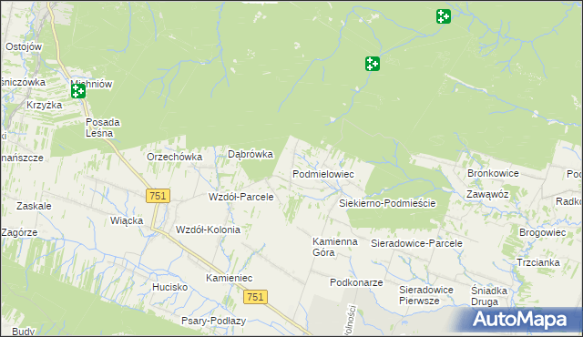 mapa Podmielowiec, Podmielowiec na mapie Targeo