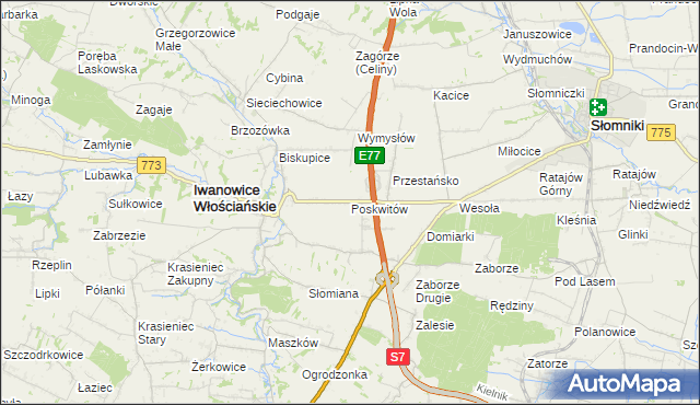 mapa Poskwitów, Poskwitów na mapie Targeo