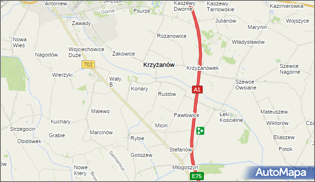 mapa Rustów, Rustów na mapie Targeo