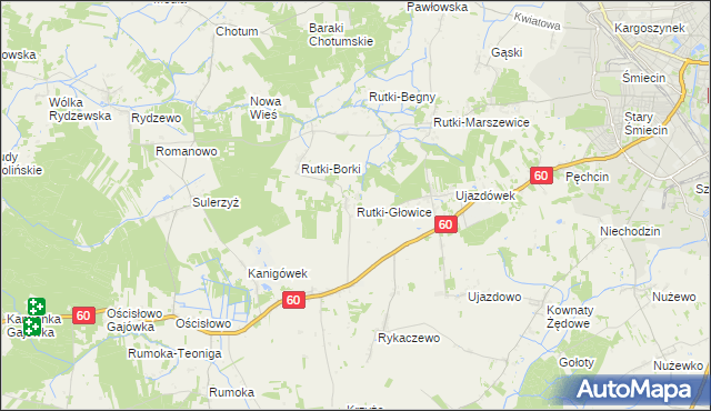 mapa Rutki-Głowice, Rutki-Głowice na mapie Targeo