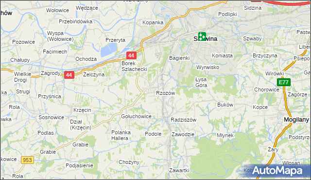 mapa Rzozów, Rzozów na mapie Targeo