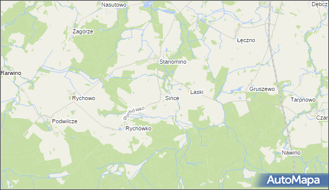 mapa Sińce gmina Białogard, Sińce gmina Białogard na mapie Targeo