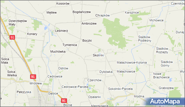 mapa Skotniki gmina Ozorków, Skotniki gmina Ozorków na mapie Targeo