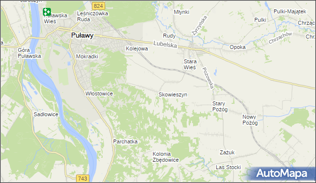 mapa Skowieszyn, Skowieszyn na mapie Targeo