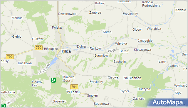 mapa Sławniów, Sławniów na mapie Targeo