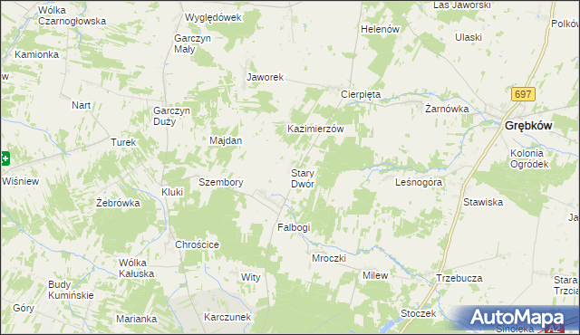 mapa Stary Dwór gmina Wierzbno, Stary Dwór gmina Wierzbno na mapie Targeo