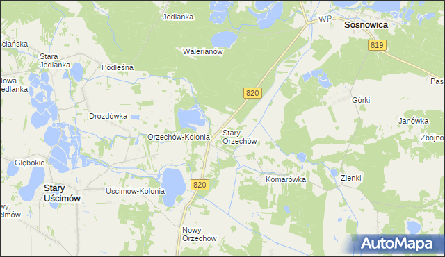mapa Stary Orzechów, Stary Orzechów na mapie Targeo