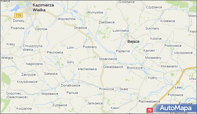 mapa Stojanowice, Stojanowice na mapie Targeo