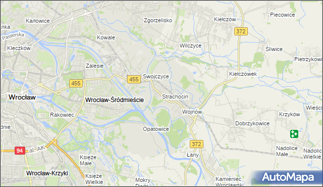 mapa Strachocin gmina Wrocław, Strachocin gmina Wrocław na mapie Targeo