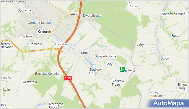 mapa Stróża-Kolonia, Stróża-Kolonia na mapie Targeo