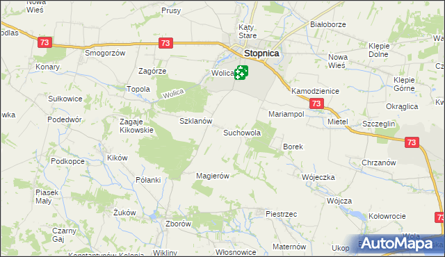 mapa Suchowola gmina Stopnica, Suchowola gmina Stopnica na mapie Targeo