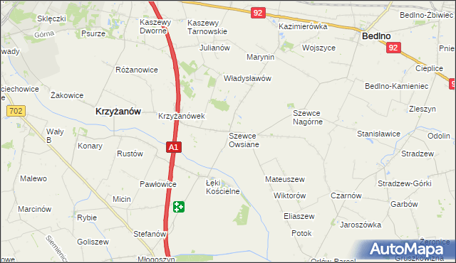 mapa Szewce Owsiane, Szewce Owsiane na mapie Targeo