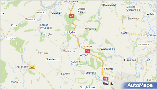 mapa Szonowice, Szonowice na mapie Targeo