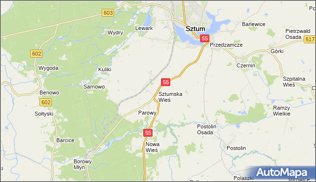 mapa Sztumska Wieś, Sztumska Wieś na mapie Targeo