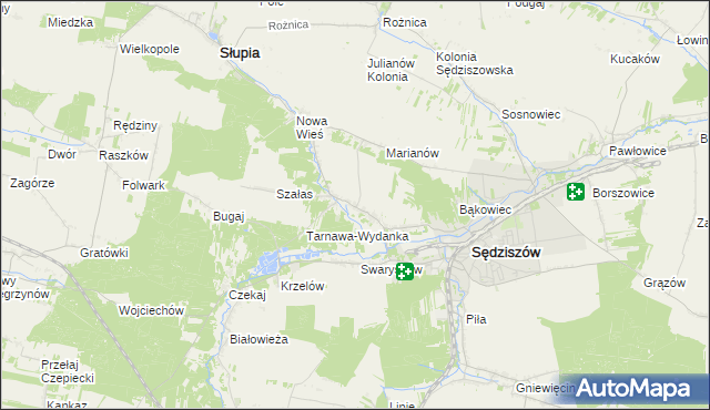 mapa Tarnawa gmina Sędziszów, Tarnawa gmina Sędziszów na mapie Targeo