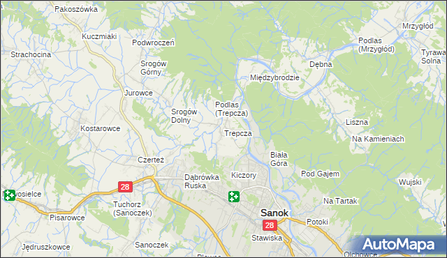 mapa Trepcza, Trepcza na mapie Targeo
