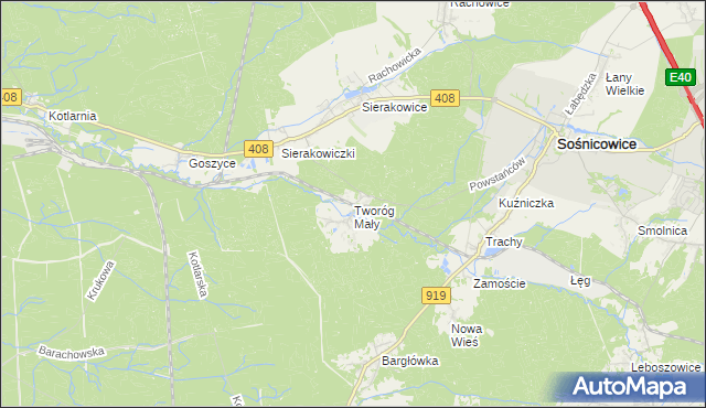 mapa Tworóg Mały, Tworóg Mały na mapie Targeo