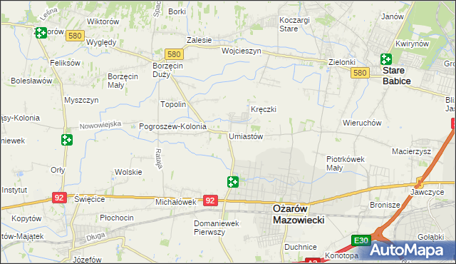 mapa Umiastów, Umiastów na mapie Targeo