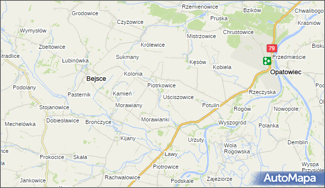 mapa Uściszowice, Uściszowice na mapie Targeo