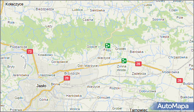 mapa Warzyce, Warzyce na mapie Targeo