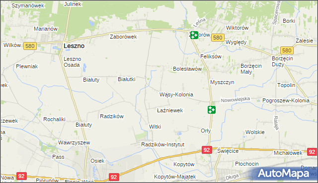 mapa Wąsy-Kolonia, Wąsy-Kolonia na mapie Targeo