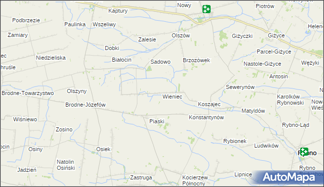 mapa Wieniec gmina Iłów, Wieniec gmina Iłów na mapie Targeo