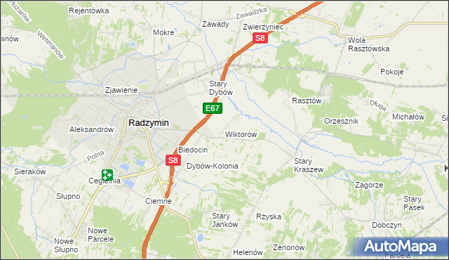 mapa Wiktorów gmina Radzymin, Wiktorów gmina Radzymin na mapie Targeo
