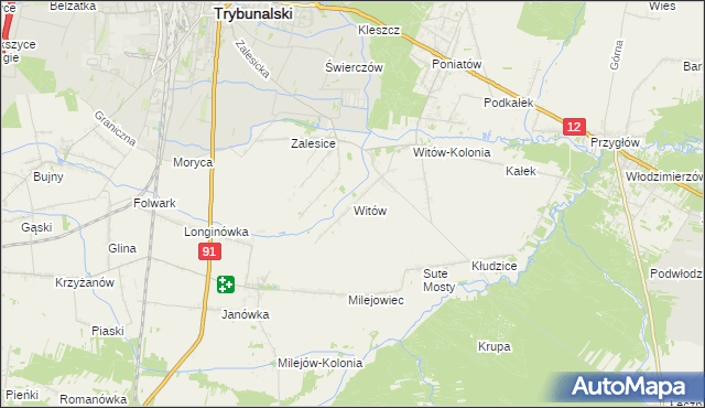 mapa Witów gmina Sulejów, Witów gmina Sulejów na mapie Targeo